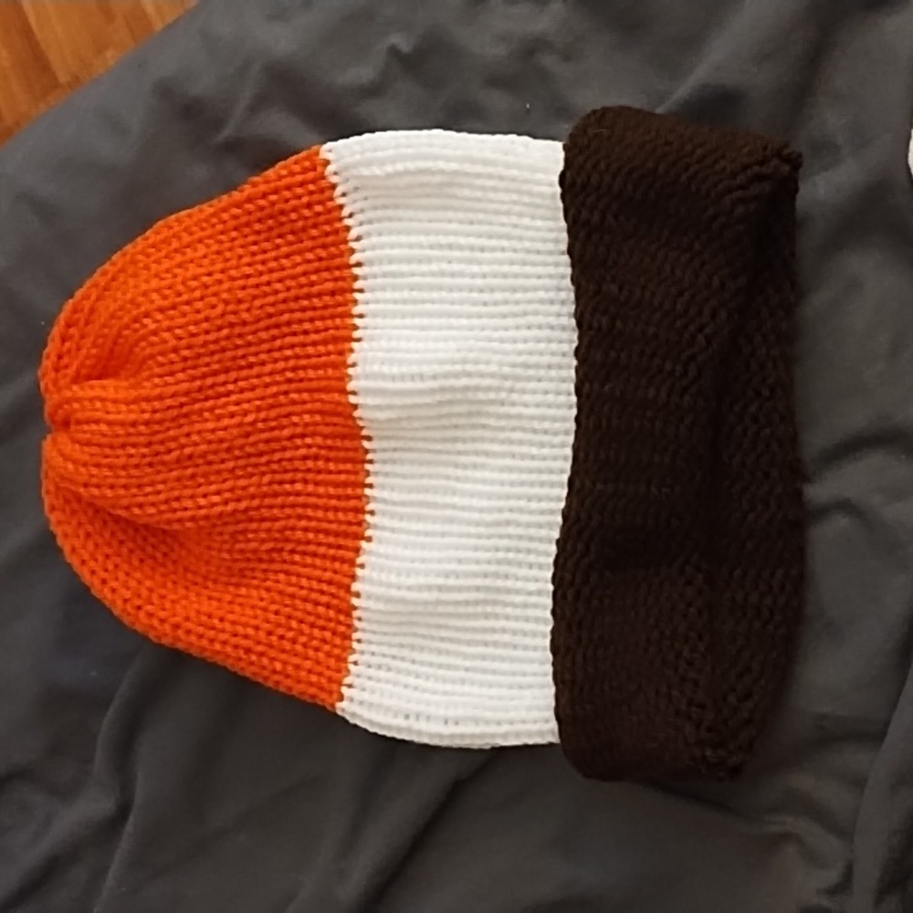 Knit beanie hat crochet men women Orange Browns Winter Spring